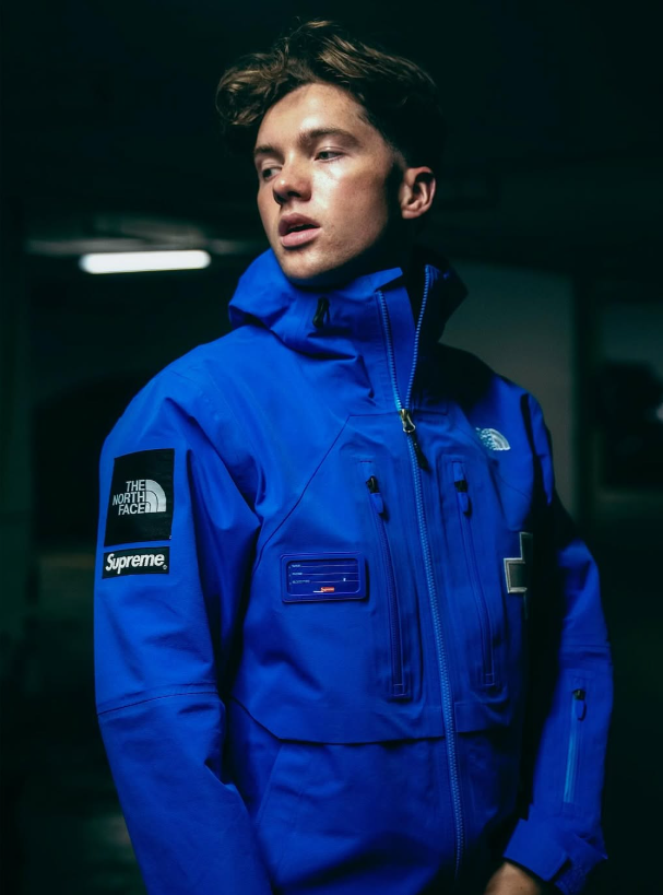 Supreme x The North Face blue jacket, front